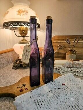 Vintage Himark Amethyst Purple Glass Bottles | Made in Spain